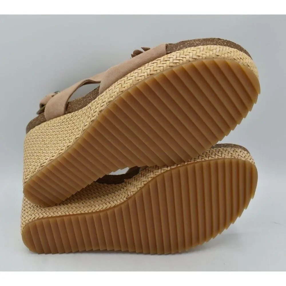 Sofft Womens Size 8 Cali Rose Taupe Suede‎ Wedge Sandals Shoes